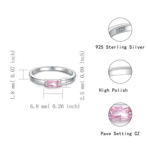 Sariel Birthstone Rings Jewelry 925 Sterling Silver Colorful Stackable Promise Ring for Women Wife Girlfriend Mom - color: October