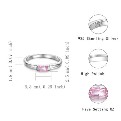 Sariel Birthstone Rings Jewelry 925 Sterling Silver Colorful Stackable Promise Ring for Women Wife Girlfriend Mom - color: October