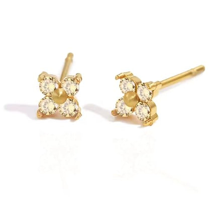 QueenBee 14K Gold Plated Ivy Flower Birthstone Stud Earrings for Women Dainty Floral Gemstone Studs Unique Jewelry Gift for Her - color: Nov-Citrine