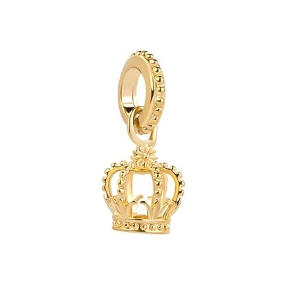 925 Sterling Silver Charms fits Bracelets and Necklace Pendant Bead Charms Jewelry Gift for Women Family Friends - style: Gold Crown Charm
