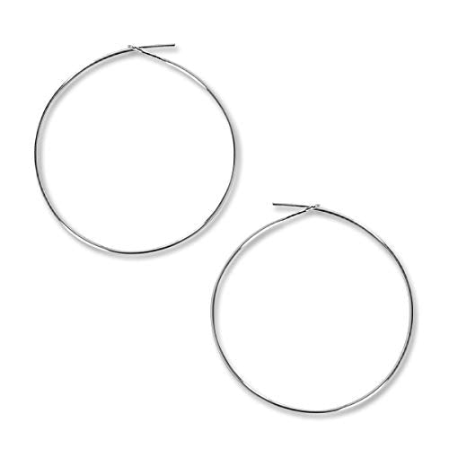 Thin Hoop Earrings for Women - Lightweight Wire Threader Loop Drop Dangles | Plated in 18K Gold or 925 Sterling Silver, Hypoallergenic and Safe for Sensitive Ears - color: 925 Silver Plated - 1.5" inch
