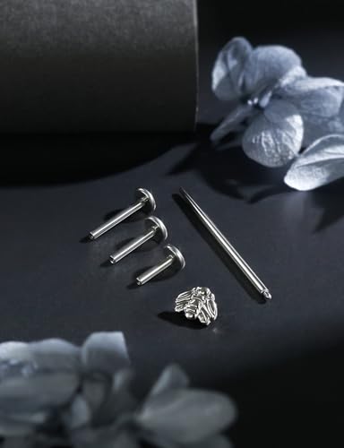 16G Astm F136 Titanium Internal Thread Flat Back Earrings Nose Studs Tragus Forward Helix Conch Cartilage Lobe Earrings Stud Medusa Labret Monroe Lip Ring Piercing Jewelry For Women Men - size: 16G--Style E