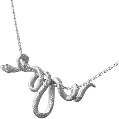 WETMT Chunky Snake Pendant Necklace for Women Gold Snake Statement Necklace Vine Snake Chain Necklace Chunky Adjustable Snake Necklace Fashion Simple Jewelry - color: Silver