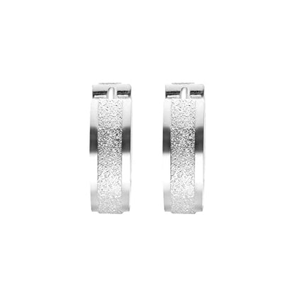 Small Huggie Hoop Earrings for Women - color: Brushed Silver