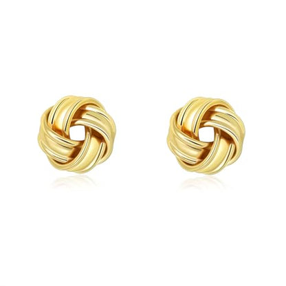 Love Knot Stud Earrings for Women Gold Plated Knot Earrings Geometric Twisted Statement Earrings Trendy Jewelry - color: Gold 12mm Knot