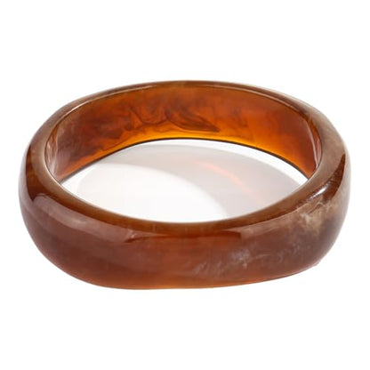Chunky Acrylic Bangles Bracelets For Women Geometric Acrylic Resin Acetate Mottled Wide Bangle Bracelet Statement Colorful Bangles for Party - color: 02-coffee bangle