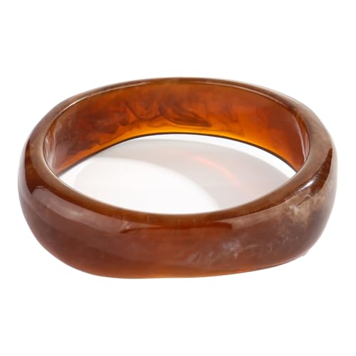 Chunky Acrylic Bangles Bracelets For Women Geometric Acrylic Resin Acetate Mottled Wide Bangle Bracelet Statement Colorful Bangles for Party - color: 02-coffee bangle