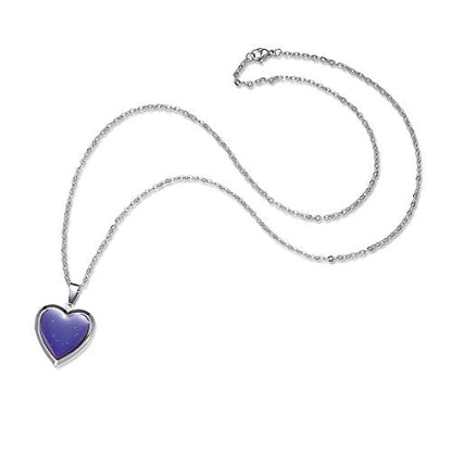 FM FM42 Temperature Sensing Color Changing Pendant Necklace with 19.29" Stainless Steel Rolo Chain - color: Heart Openable Locket