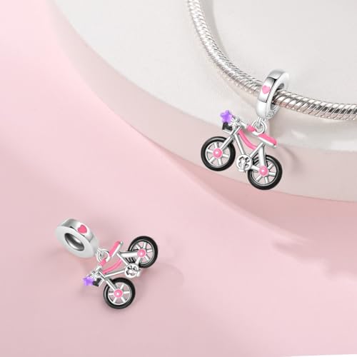 925 Silver Charm for Bracelets Animal Pet Insect Series Women Jewelry Gift - color: Black bicycle