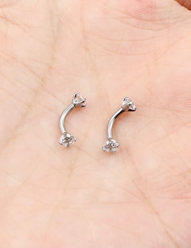 Jenxnjsjo F136 Titanium 16g 6/8/10mm Eyebrow/Rook/Snug/Vertical-Labret/VCH/Snake-Eyes/Anti-Tragus/Christina/Daith/Belly-Button/Bridge/Hood/Surface Curved Barbell Piercing Jewelry for Women Men - size: ['6mm']