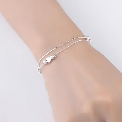 925 Sterling Silver Plated Heart Charm Bracelet for Women - Dainty Chain Love Gift Idea - style: Style7