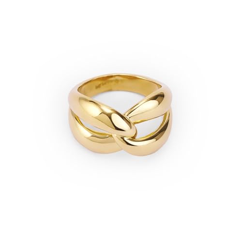 Hey Harper Gold Ring for Women - Gold Plated Stacking Waterproof & Sweatproof Jewerly Ring - Everday Non Tarnish Cute Fashion Circle Rings - style: Bond Ring