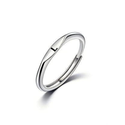 Thin Stacking Initial Rings for Women Stackable Plain Letter Ring Open Adjustable Silver Capital Alphabet Letter Band Ring - color: L