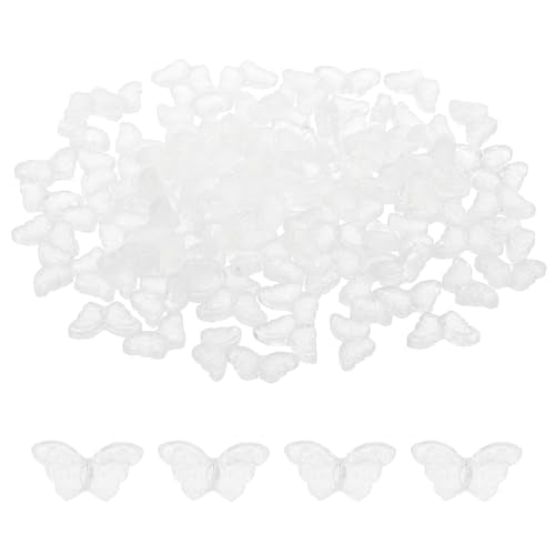 PATIKIL Butterfly Beads, 100Pcs Crystal Butterfly Beads Translucent Czech Glass Beads Spacer Bead for DIY Jewelry Making Bracelets Necklace - color: Pure White