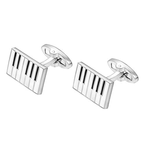 Yoursfs Novelty Sunflower/Love Knot/Architect Cufflinks for Men Funny Stainless Steel Cufflinks Personalized Cuff links Wedding Gift Fashion Jewelry - style: Piano Key Cufflinks