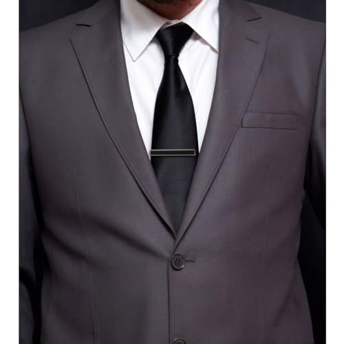 Silver Gold Gunmetal Onyx Tie Clip Tie Bar Made in Japan - color: Silver