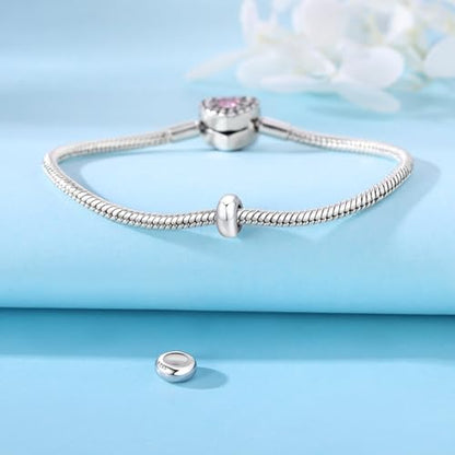925 Sterling Silver Spacer Beads Charms for Bracelets & Necklaces Cute Charms Spacer Stopper Locating Buckle for Bracelets Retro Shaped Birthday Graduation Jewelry Gifts for Women Lover - color: Silver spacer bead-1pc