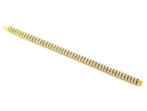 HH BLING EMPIRE 14K Gold and Silver Bracelets Diamond Tennis and Cuban Link Bracelet for Men Women Hip Hop Jewelry - color: 2 row tennis-Gold, size: 8.5"