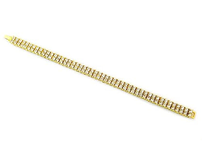 HH BLING EMPIRE 14K Gold and Silver Bracelets Diamond Tennis and Cuban Link Bracelet for Men Women Hip Hop Jewelry - color: 2 row tennis-Gold, size: 8.5"