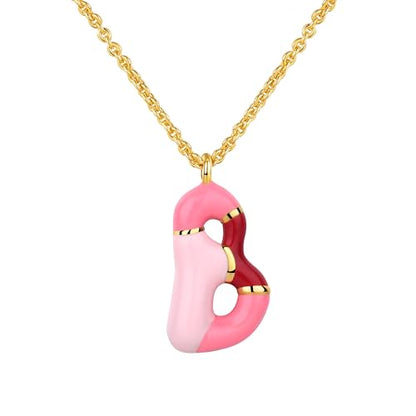 Kainier Bubble Letter Initial Necklace for Women, Colorful Balloon Alphabet Name Pendant Dainty Cute 14K Gold Plated Necklaces Jewelry Gifts… - color: Colourful, style: B