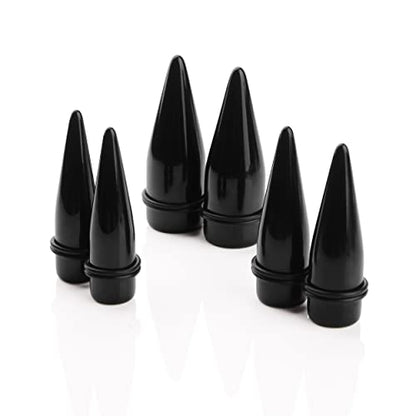 2 Pairs Black Acrylic Ear Tapers and 316L Stainless Steel Tunnels Plugs Gauges Ear Stretching Kit - color: Gauge:17mm