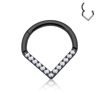 Titanium Septum Rings, Nose Rings Hoops for Women, Segment Nose Rings 16G 8mm/10mm Hypoallergenic Cartilage Conch Helix Rook Hoop Earrings - color: Teardrop-Blck, size: 16 Gauge 10mm