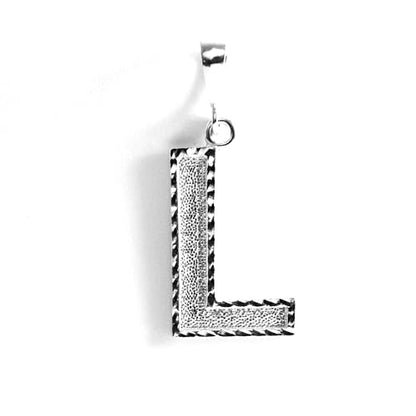 Personalized 1.0 Inch Solid.925 Sterling Silver Initial A-Z Charm - style: L