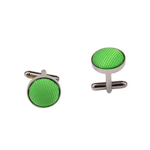 GUSLESON New 3.15"（8cm） Solid Color Necktie and Pocket Square Cufflinks Clip Set - color: Lime Green