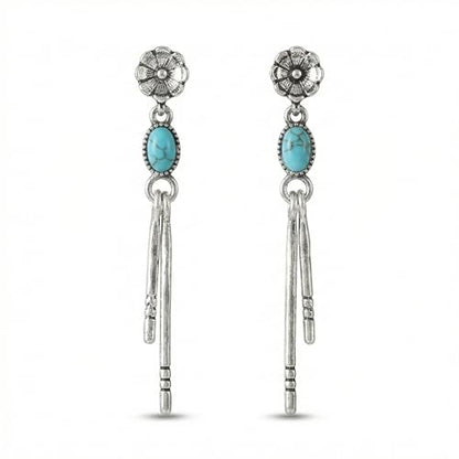 Turquoise Earrings for Women,Small Dangle Earrings,Boho Turquoise Earring with Teardrop Dangle Western Accessories - color: Silver Drop