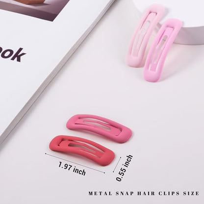 20 PCS Small Rectangle Hair Barrettes For Women Non Slips Snap Clips For Thin Fine Hair,Matte Pink,1.97 x 0.55Inch - color: Matte Pink