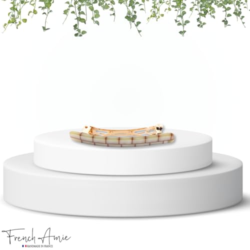 French Amie Bar Ivory Brick Small 2 1/4 Inch Hair Clip Barrette | Handmade Cellulose Acetate Durable Grip For Women Girls Teens Everyday Style - color: Ivory Brick