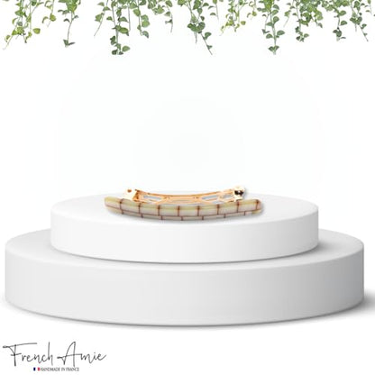 French Amie Bar Ivory Brick Small 2 1/4 Inch Hair Clip Barrette | Handmade Cellulose Acetate Durable Grip For Women Girls Teens Everyday Style - color: Ivory Brick