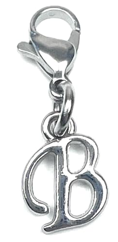 Initial Italic Cursive Stainless Steel Clasp Clip on Charm Graduation Cap Tassel Event Party Invitation Card Baby Shower Birthday Thank You Celebration Personalized Congratulations Choice of 26 Letters - style: Letter B