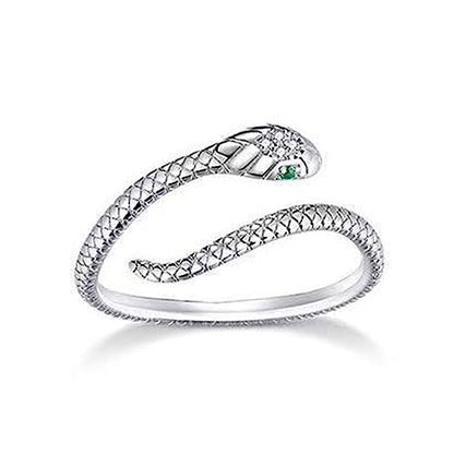 Gothic Silver Snake Ring Set - Open, Adjustable, Stacking Midi Index Finger Rings for Women and Girls (2 Pcs) - style: style-2
