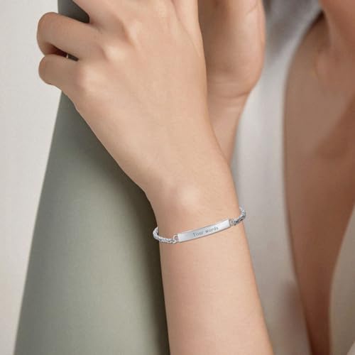 Custom Engraved Byzantine Sterling Silver Bracelet Personalized Bracelet - Custom Name Bracelets for Mom, Wife or Her - Perfect for Birthday, Christmas or Mother's Day Gift - style: Byzantine Bracelet 7+1