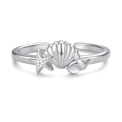 Sariel 925 Sterling Silver Toe Rings for Women Boho Adjustable Mid Finger Rings Summer Vacation Ocean Beach - color: Shell