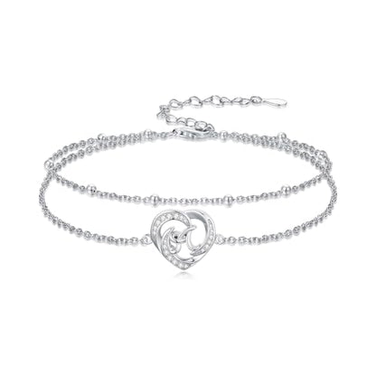 Dorunmo Initial Anklet 925 Sterling Silver Letter A-Z Layered Heart Anklet Beach Jewelry Birthday Gifts for Women - color: A