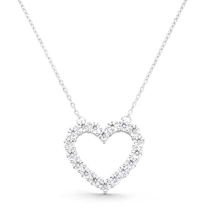 STORYJEWELLERY Heart Necklace, Pendant Necklaces for Women, Silver Heart Necklace, Cubic Zirconia Charm Necklaces, Dainty Jewelry