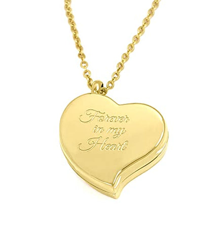 Amour Heart Pill Necklace - Polished Heart Locket with Strong Magnetic Closure - Medication Necklace - Keep Your Medication Securely with You at All Times - 26 Inch Chain - color: Gold - Forever in My Heart