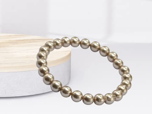 Amazing Gemstone Champagne Pearl Bracelet for Women Men's Gifts | Protection Healing Crystal Bracelet - 8mm Beaded Stretchable Bracelet Stocking Stuffers Mothers Day Gift - color: Champagne Pearl