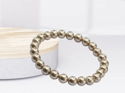Amazing Gemstone Champagne Pearl Bracelet for Women Men's Gifts | Protection Healing Crystal Bracelet - 8mm Beaded Stretchable Bracelet Stocking Stuffers Mothers Day Gift - color: Champagne Pearl