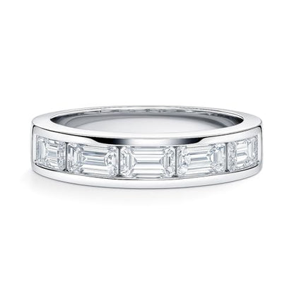 BERRICLE Sterling Silver CZ Rings Stackable Half Eternity Band Ring for Women, Channel Set Cubic Zirconia - Cushion, Emerald, Princess Cut - style: Emerald Cut