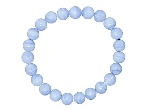 Amazing Gemstone Blue Lace Agate Bracelet for Women Men's Gifts - Protection Healing Crystal Bracelet - 8mm Gemstone Beaded Stretchable Bracelet Pulseras Para Hombres Mujer Stocking Stuffers Mothers Day Gift - color: Blue Lace Agate