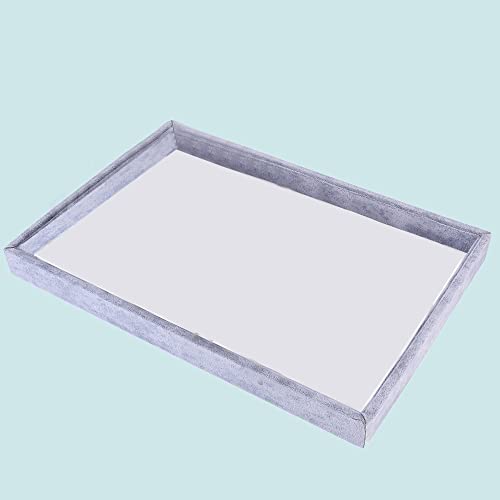 24 Grid Stackable Jewelry Tray Organizer with Removable Divider Velvet Tray | Jewelry Display Tray for Earrings Necklaces Bracelet Rings Display Showcase - Grey - color: Grey
