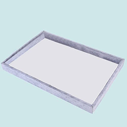 24 Grid Stackable Jewelry Tray Organizer with Removable Divider Velvet Tray | Jewelry Display Tray for Earrings Necklaces Bracelet Rings Display Showcase - Grey - color: Grey