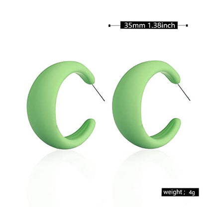 Acrylic Resin Earrings 70s 80s Colorful Hoop Earrings C Shape Trendy Chunky Cute Candy Earrings Jewelry for Women - color: Light Green
