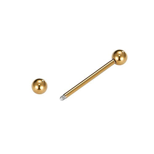 VCMART 12mm-18mm 14G Tongue Rings Nipple Straight Barbells Surgical Steel Body Piercing Jewelry - style: Style D -6pcs, gold