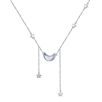 Ladytree 925 Sterling Silver Jewelry Crescent Moon and Star Pendant Necklace - style: Five Stars and Moon 2