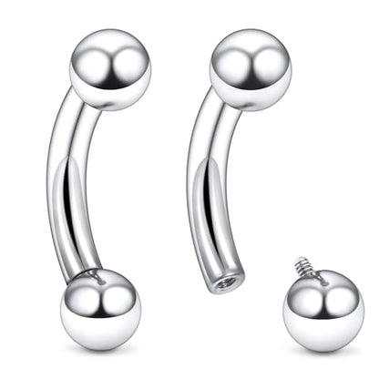 Ruifan 20g 18g 16g 14g 12g 8g 6g 4g 2g Rook Piercing Jewelry Titanium Internally Threaded Curved Barbell Eyebrow PA Tragus Helix Conch Lobe Earrings Lip Rings Body Piercing Jewelry For Women Men - size: 6G - 14mm Ball
