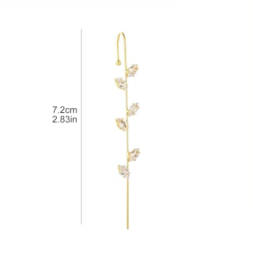 Gold Hook Earring for Women Rhinestone Ear Wrap Crawler Hook Earring Helix Hook Earrings Crystal Oreylo Earrings Bridal Wedding Sparkling Jewelry for Women